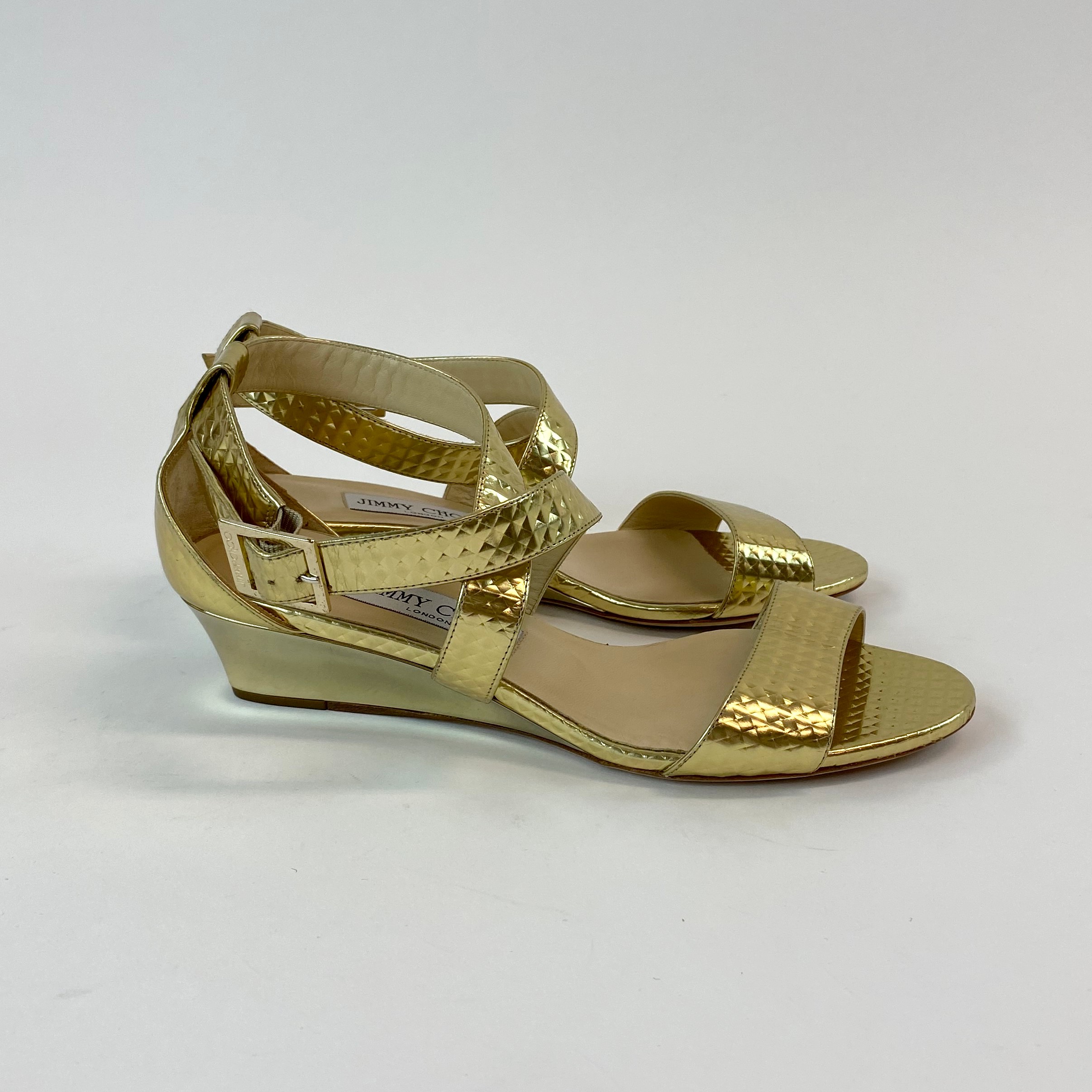 Jimmy Choo leather gold sandals