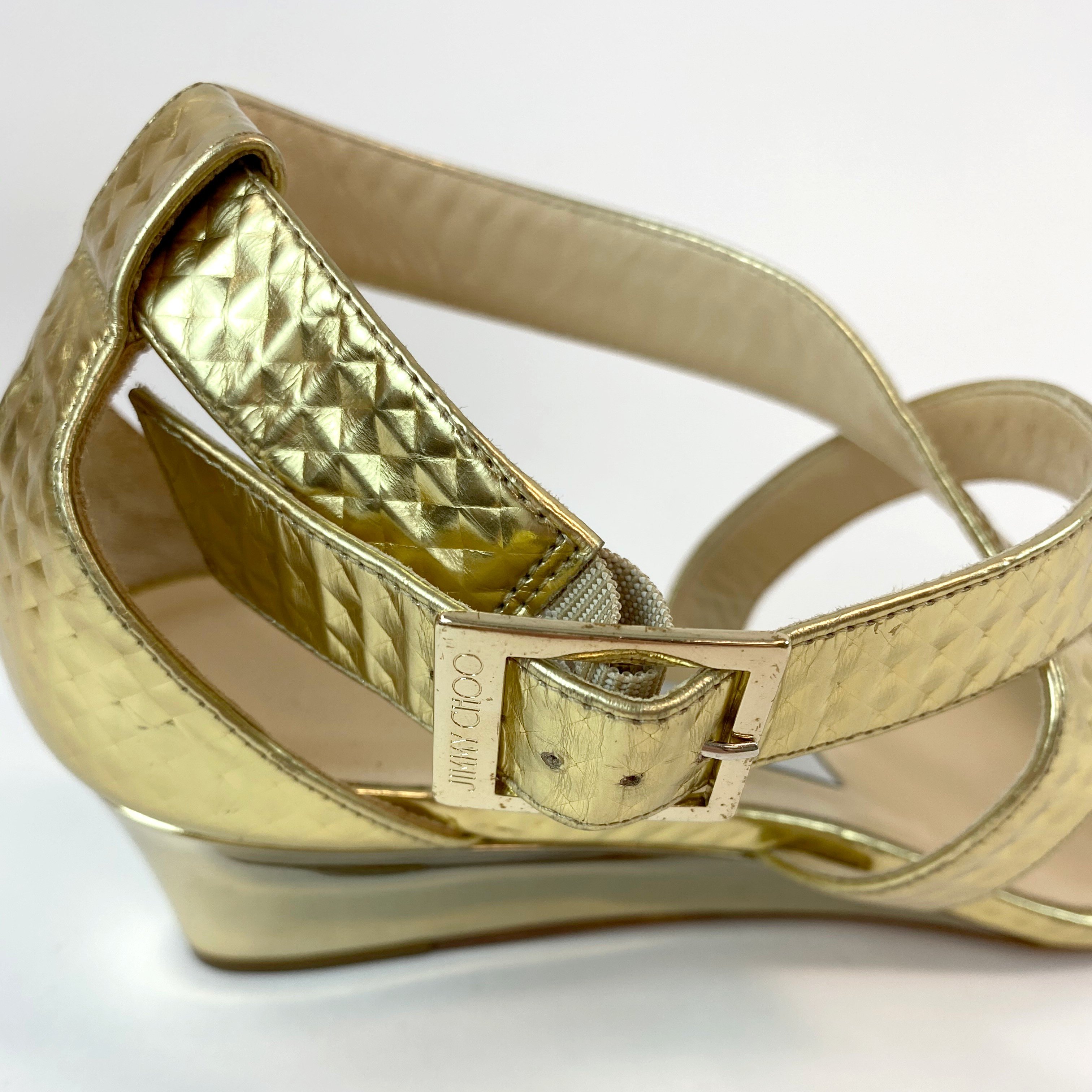 Jimmy Choo leather gold sandals