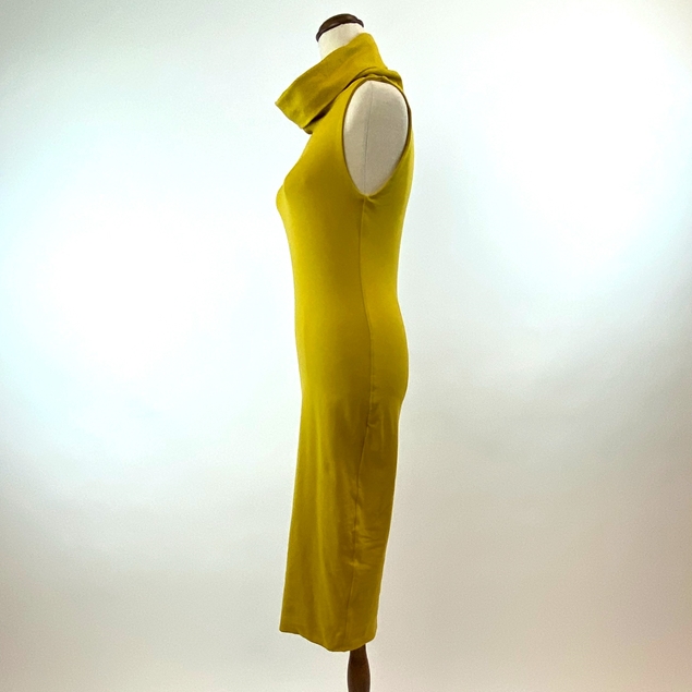 Kookai mustard cowl neck dress
