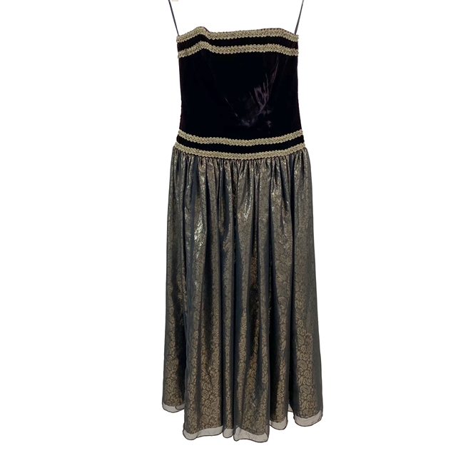 Vintage 80s Ewaldo Bock Dress - Black/Gold