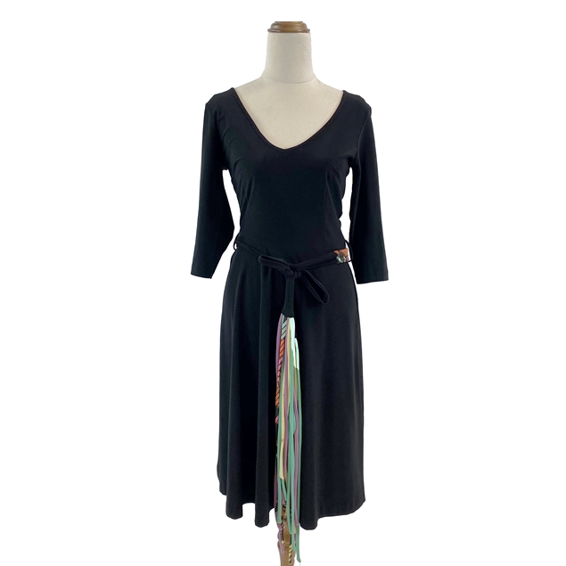 Leona Edmiston Black Dress & Colourful Belt