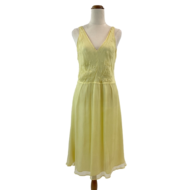 Fleur Wood Lemon Yellow Silk Dress