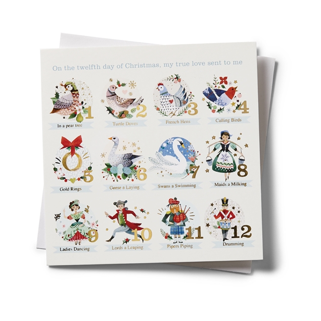 12 Days of Christmas cards with envelopes 10 pack