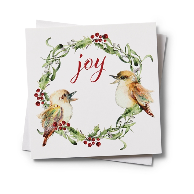 Kookaburra Wreath cards with envelopes 10 pack