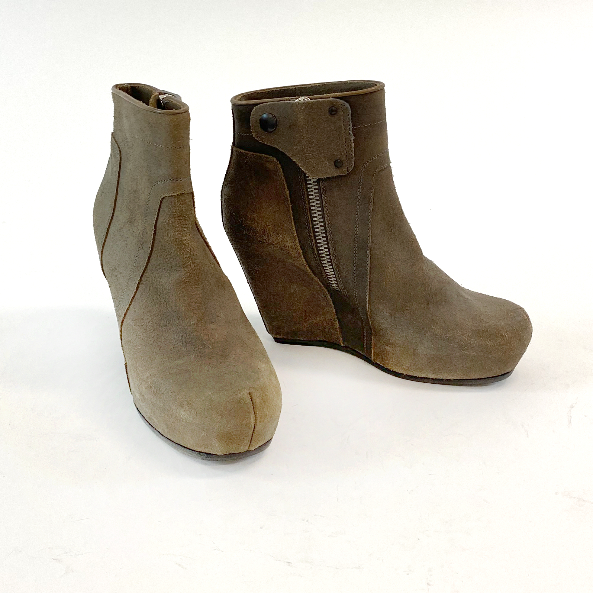 Rick Owens Brown Suede Ankle Boots