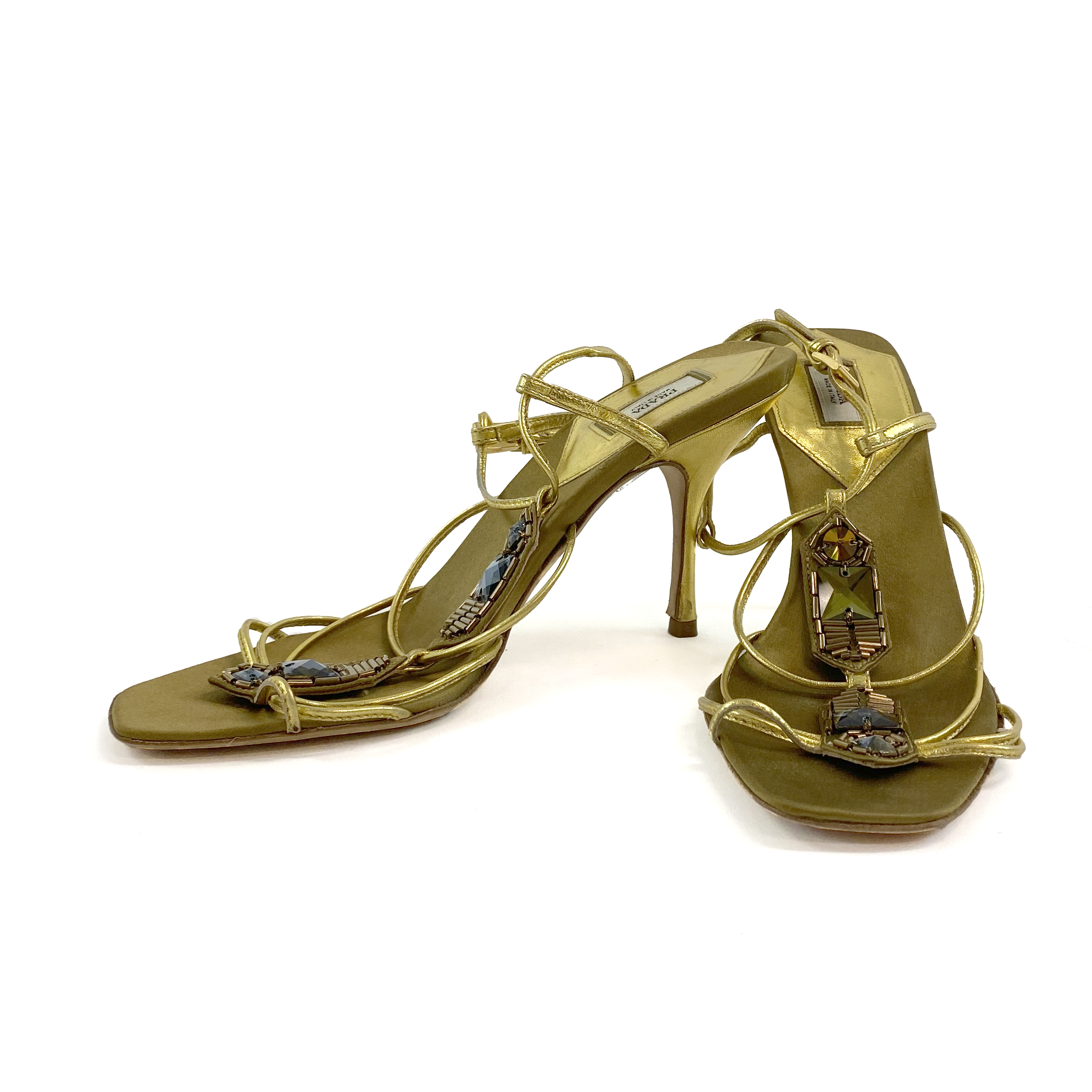 Prada Bejeweled Spaghetti-heel Sandals