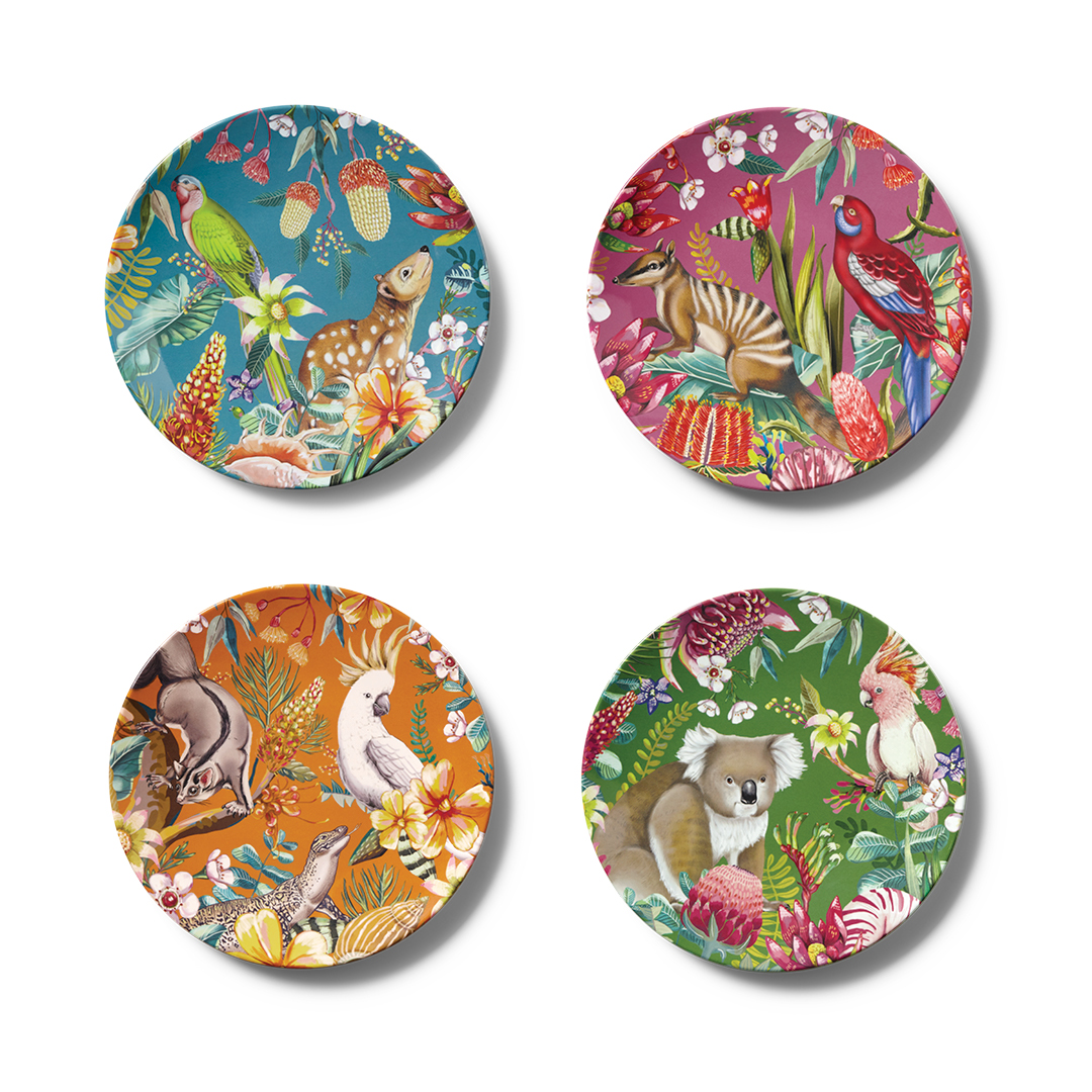 Native critters plate set of 4