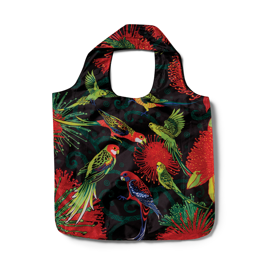 Foldable shopping bag - Rosellas & budgies