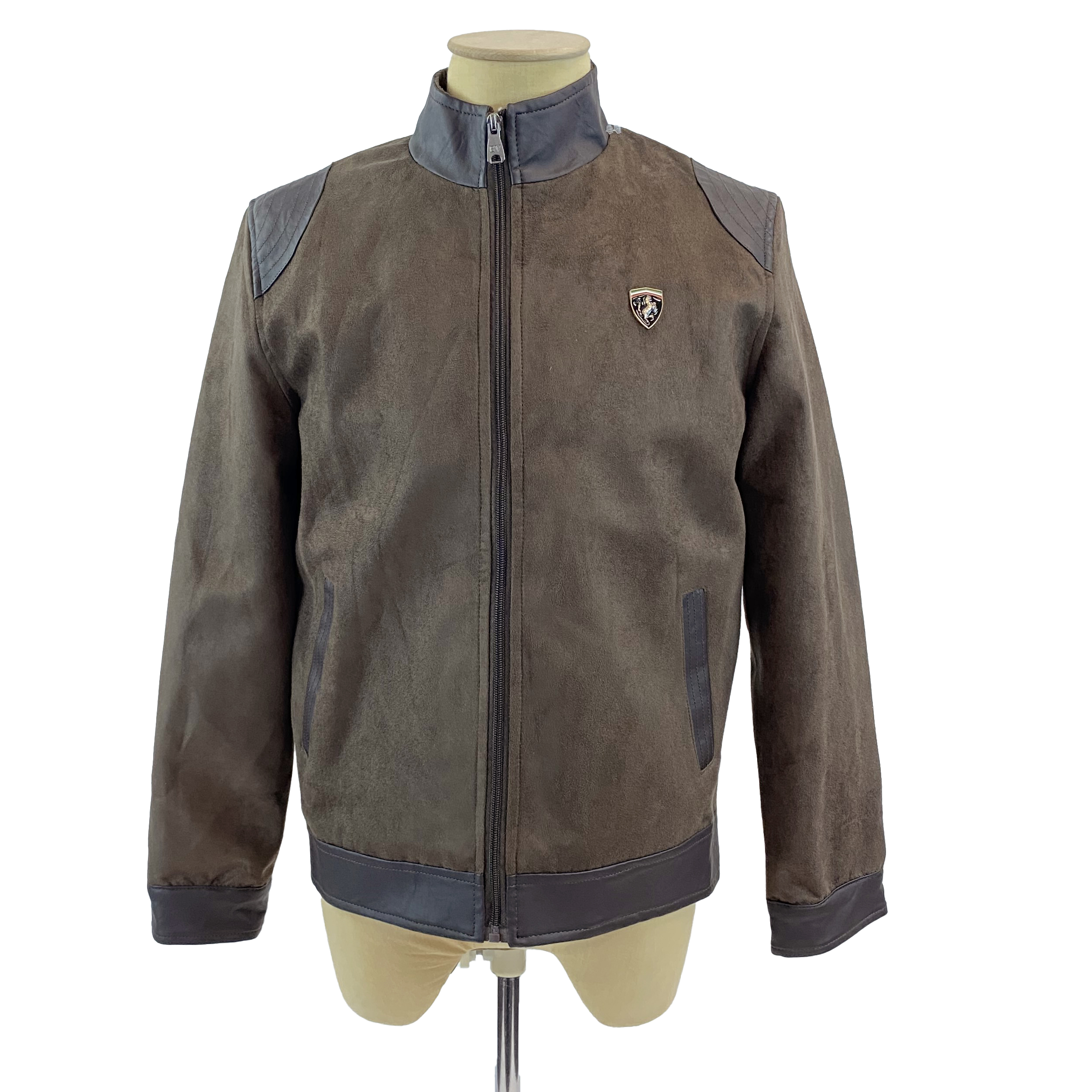 BV Chocolate Brown Suede/Leather Jacket Bomber-style Collar