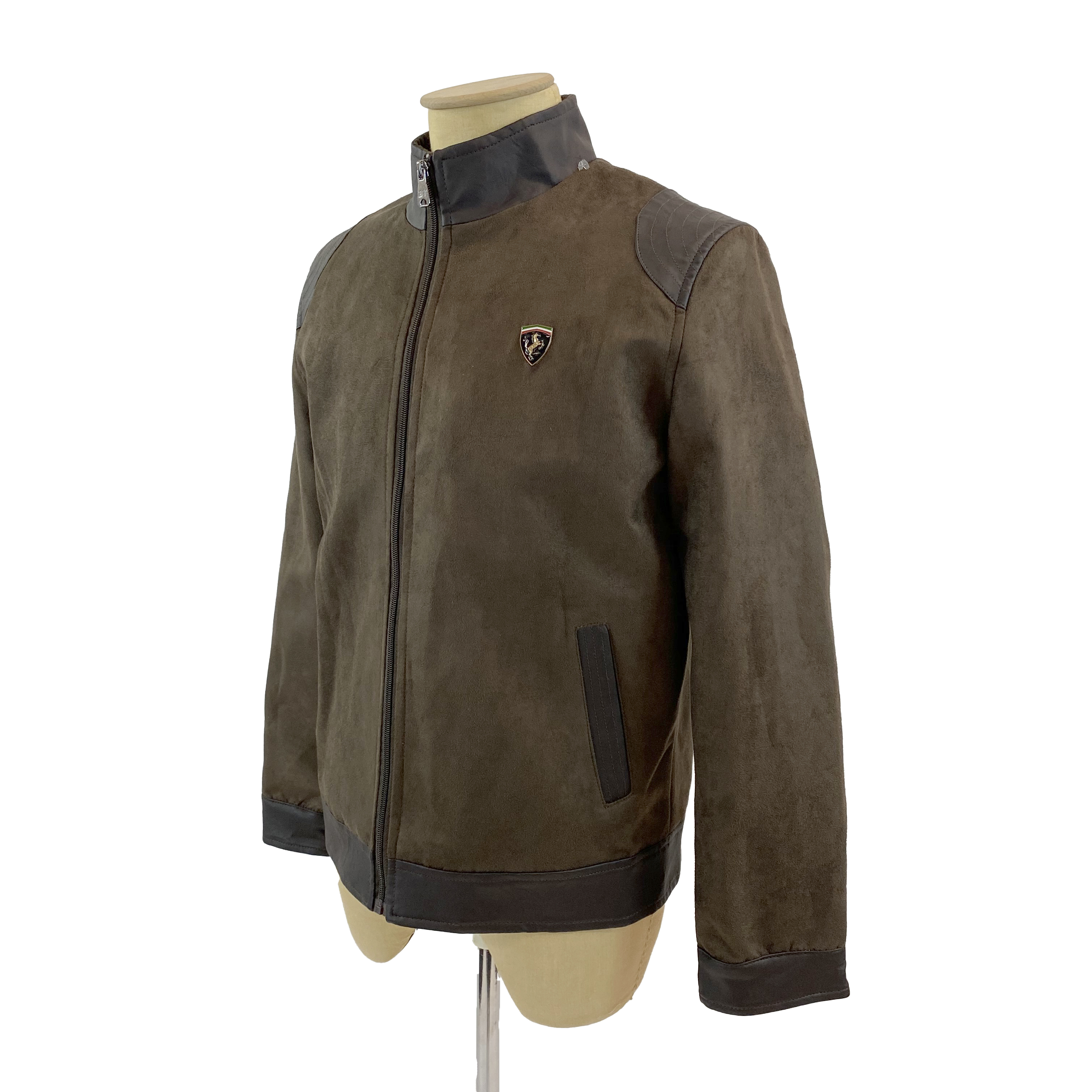 BV Chocolate Brown Suede/Leather Jacket Bomber-style Collar
