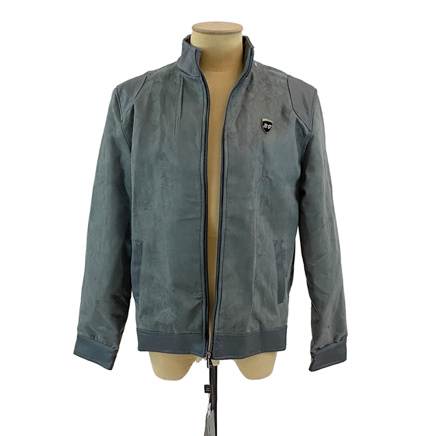 BV Grey Suede/Leather Jacket Bomber-style Collar