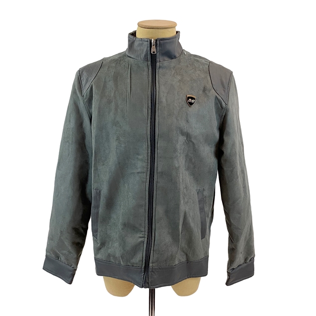 BV Grey Suede/Leather Jacket Bomber-style Collar