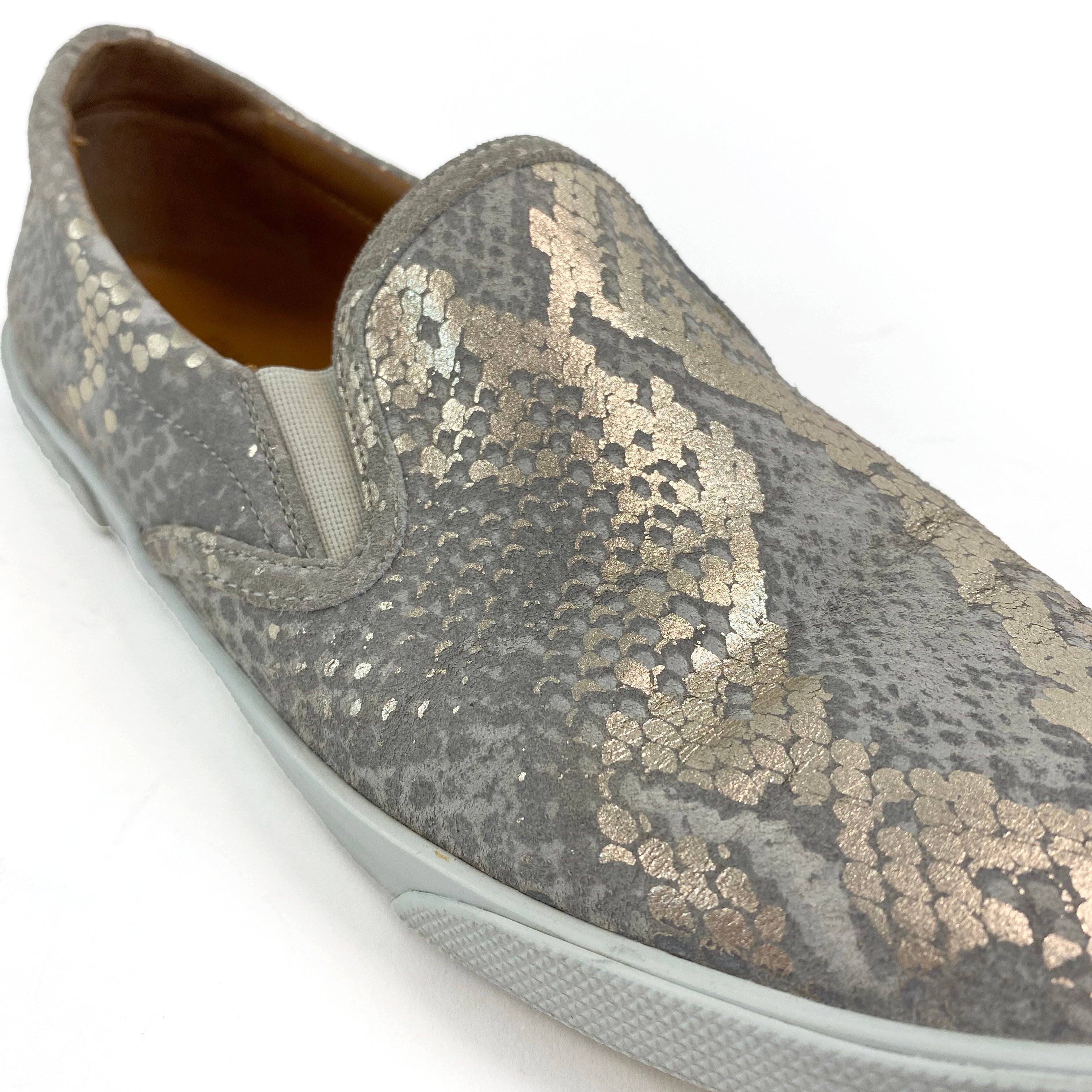 Jimmy Choo Slip-on Suede Snakeskin-effect Sneakers