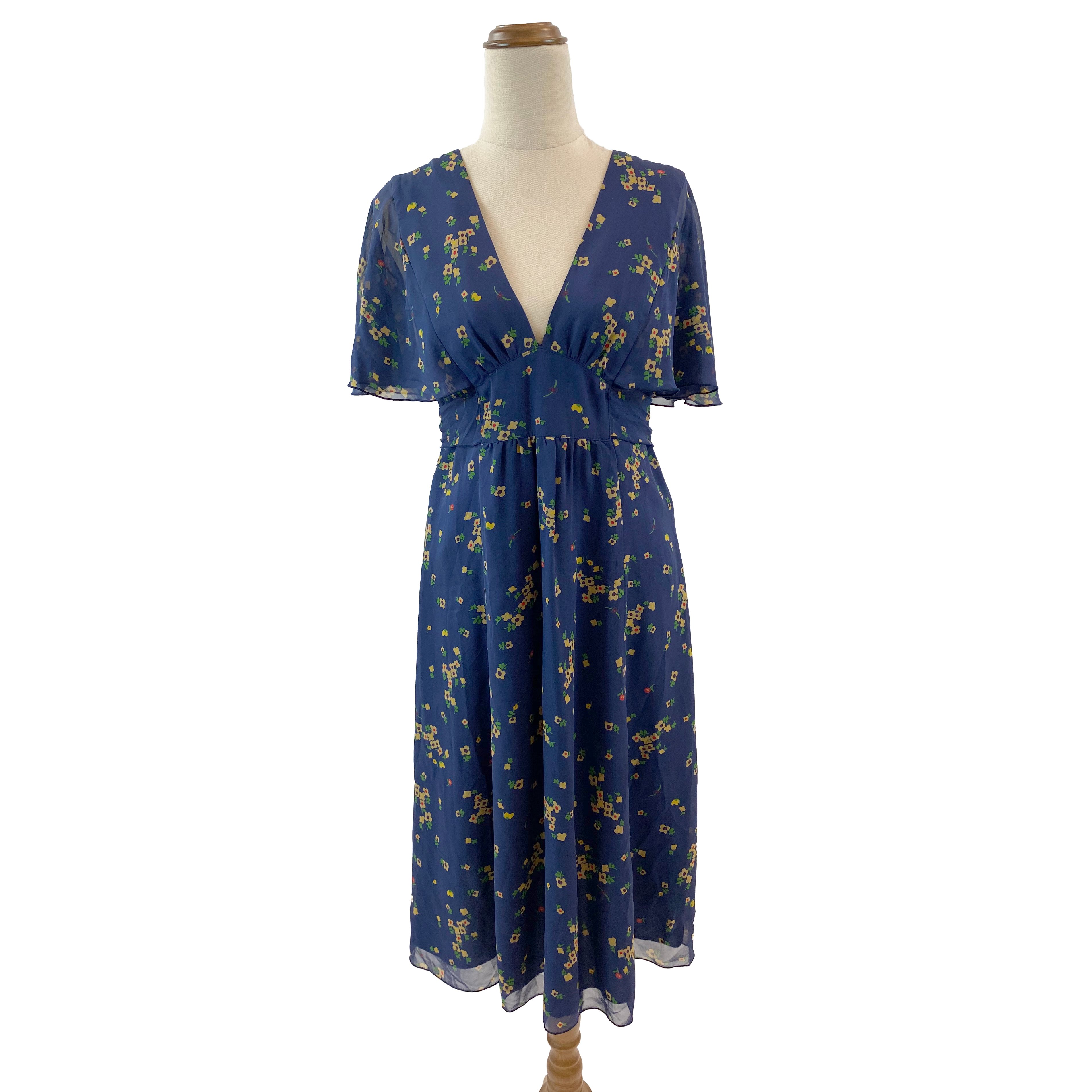 Anna Sui Navy Floral Silk Dress | Australian Red Cross Shop