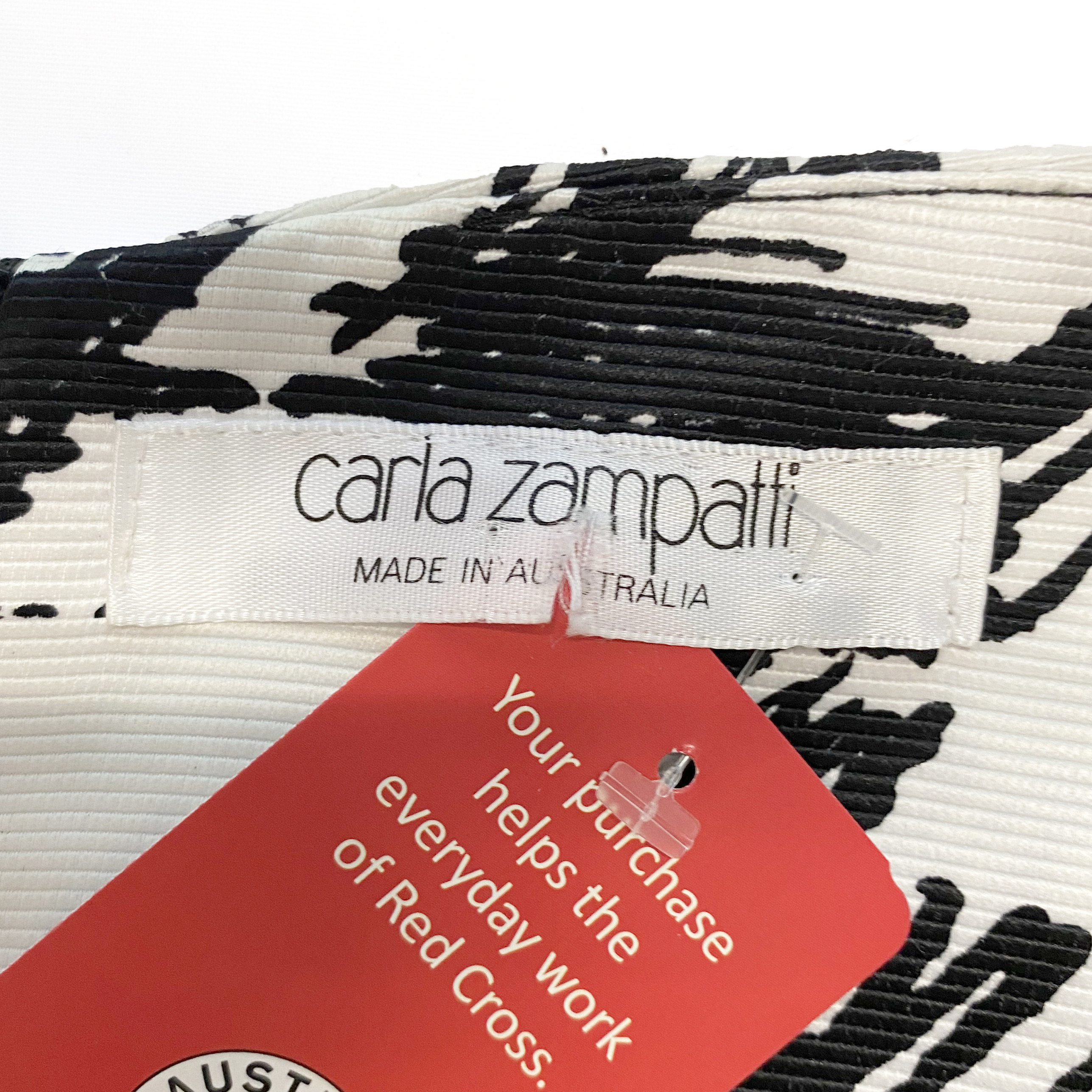 Carla Zampatti Black/White Print Strapless Dress