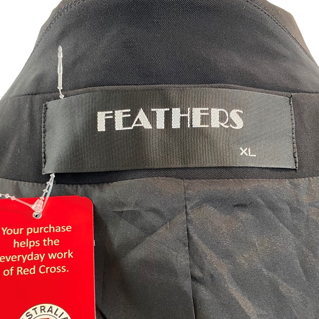 Vintage Feathers Black Button-Up Ladies' Jacket