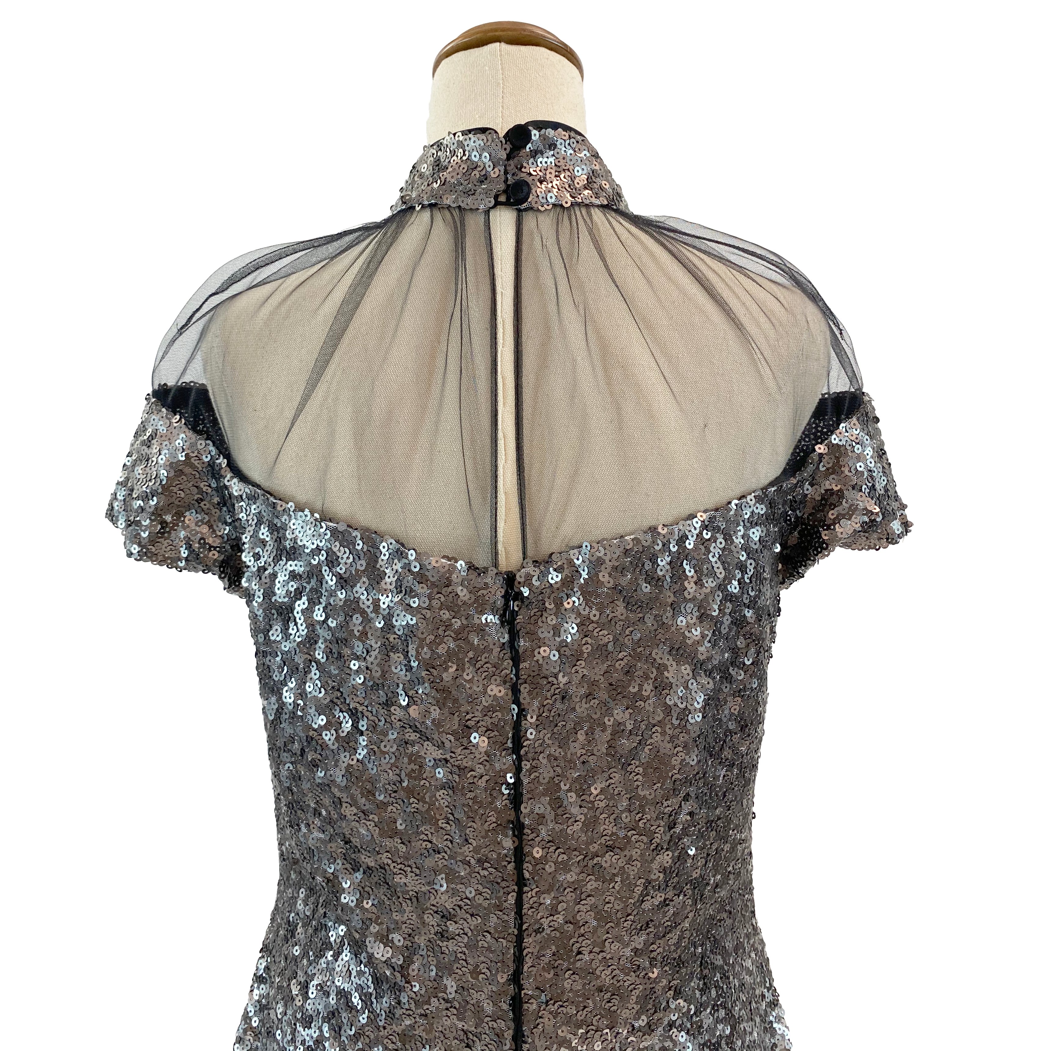 Carla Zampatti Molten Silver Sequin Party Dress