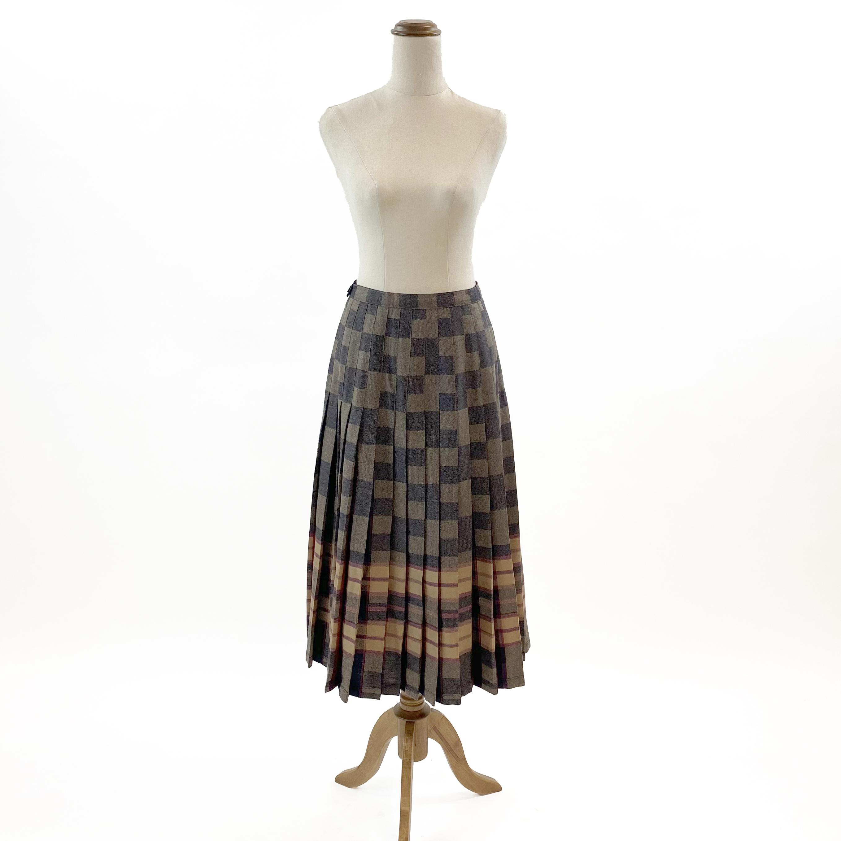 Vintage 70s "Tootal" Reversible Tartan Pleated Skirt