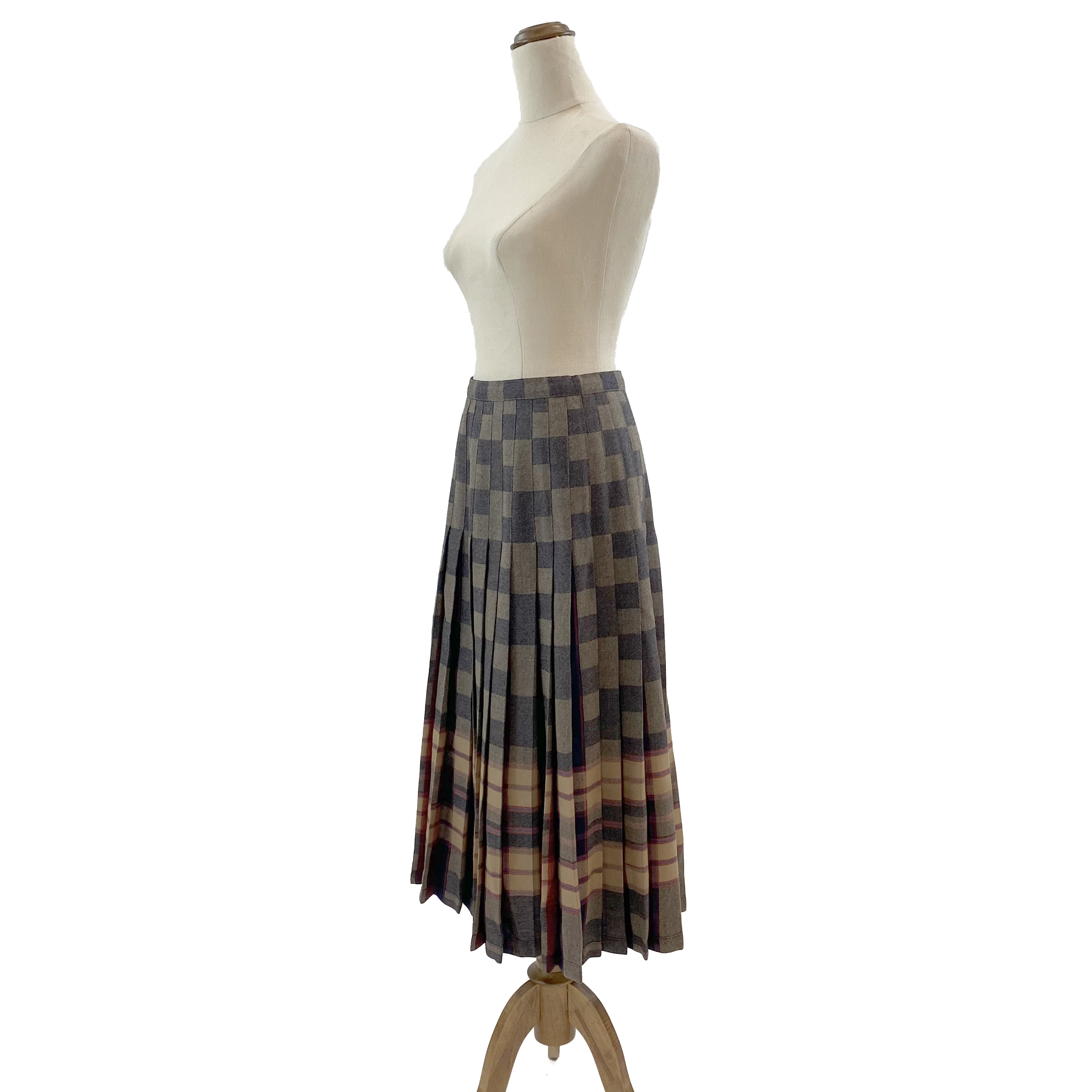 Vintage 70s "Tootal" Reversible Tartan Pleated Skirt