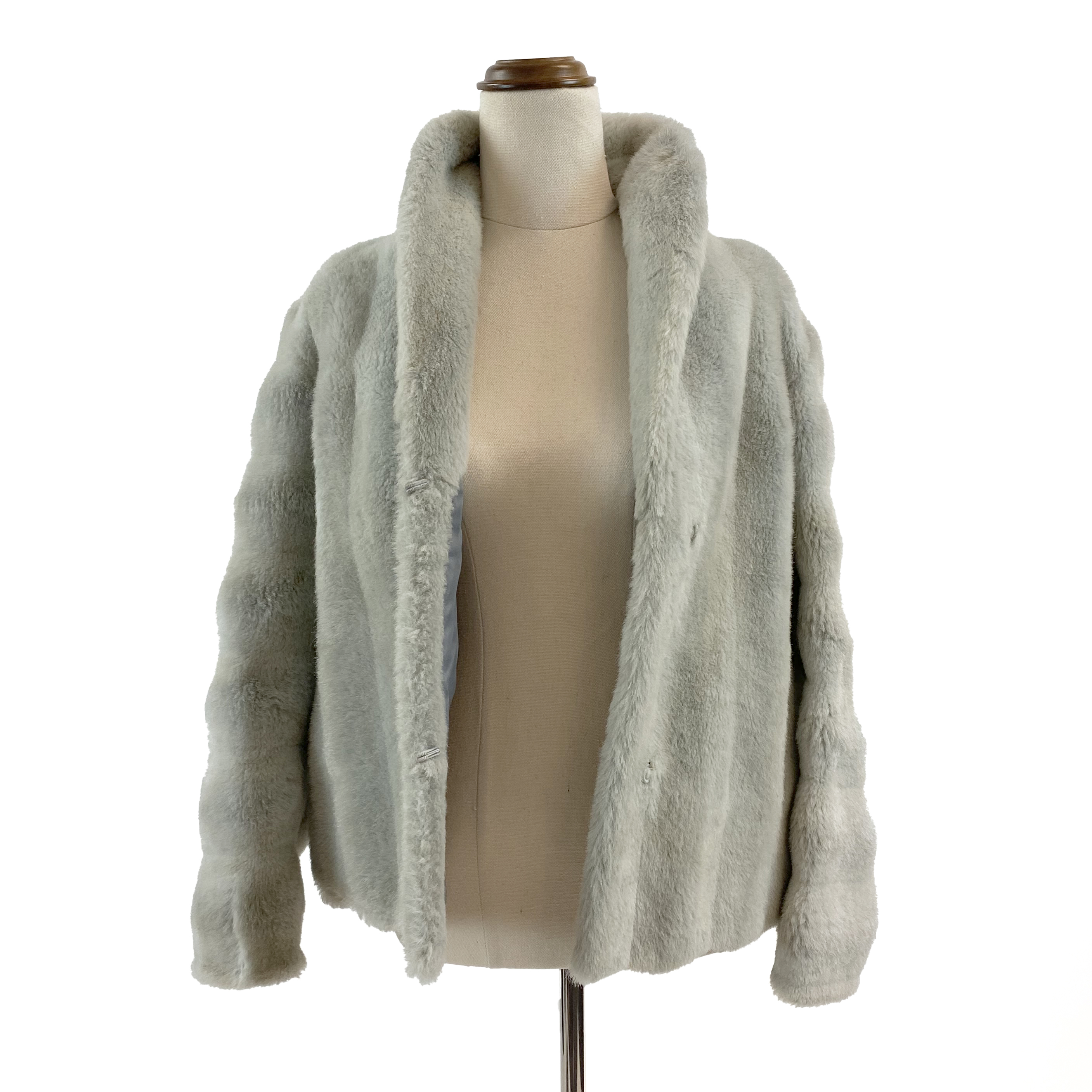 Vintage Late 60s Dove Grey Faux Fur Coat