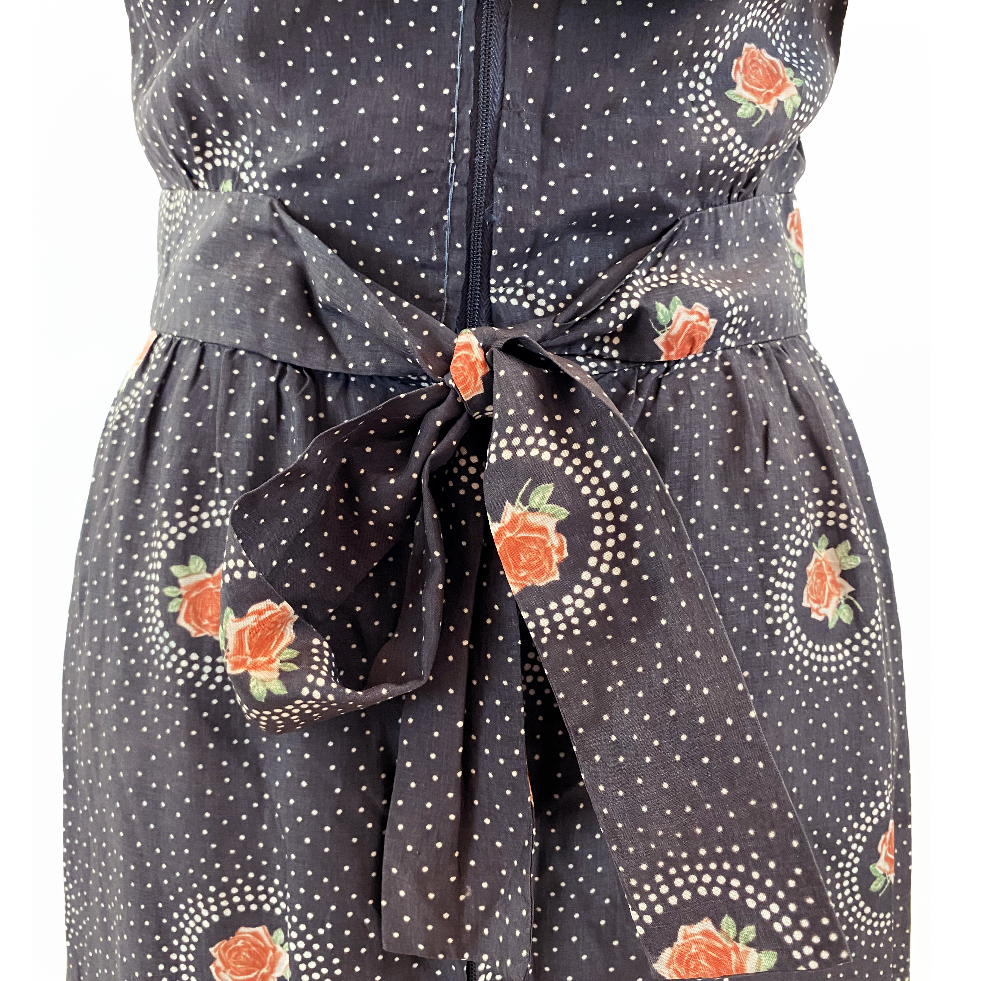 Vintage 70s David Molho Creation Brown/Apricot Floral Dress