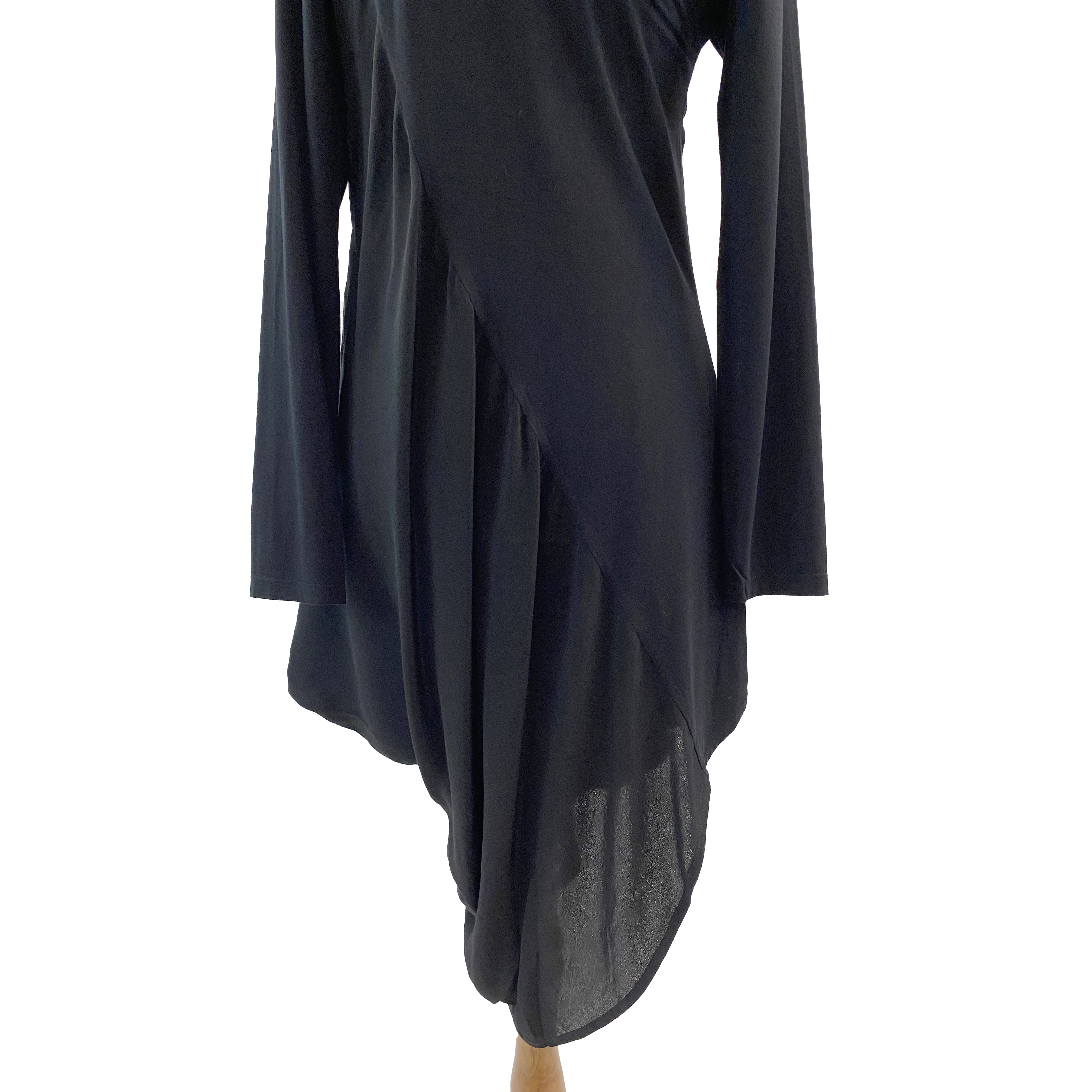San Carre Asymmetrical Black Ruffle Dress