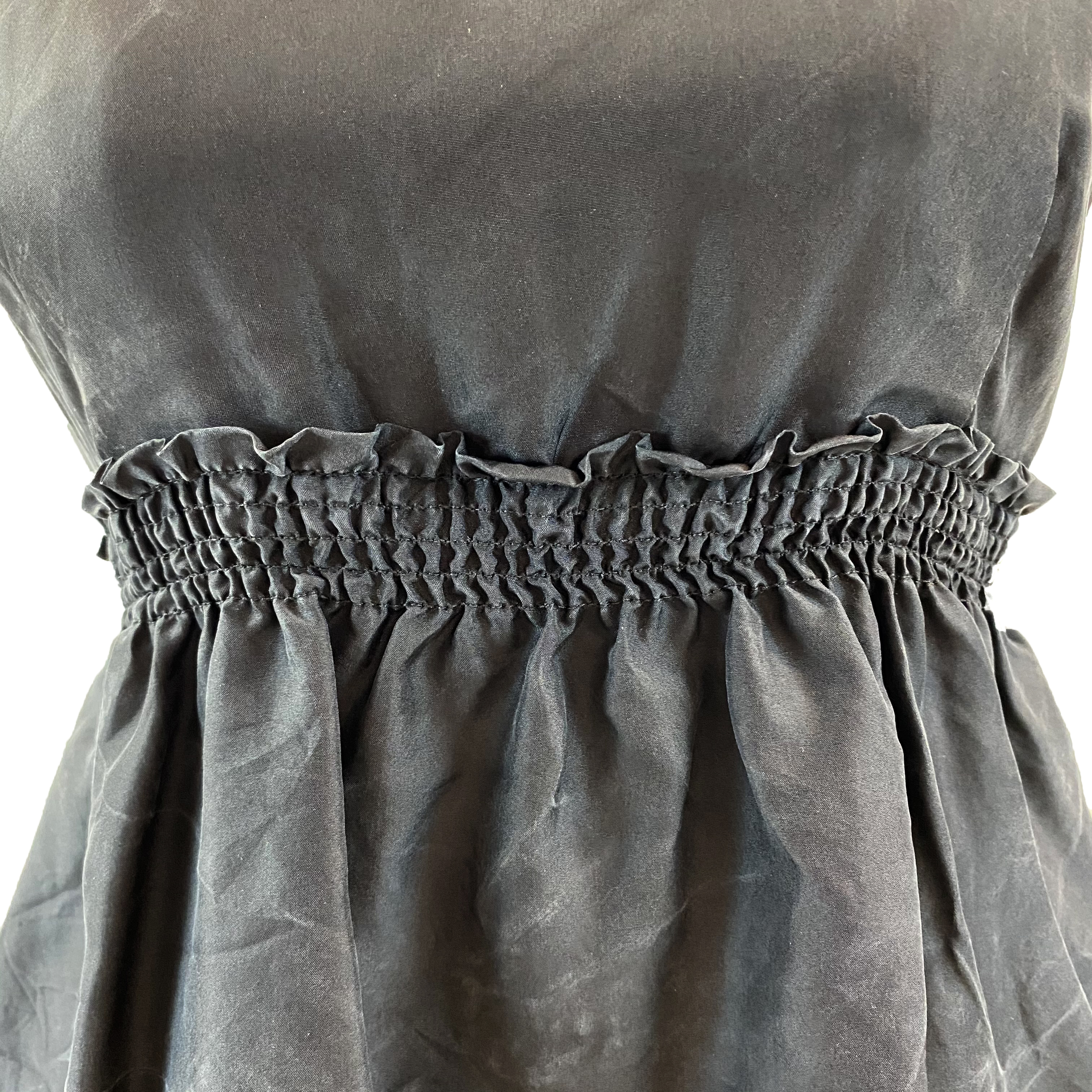 Country Road Black Silk Ruffle Dress