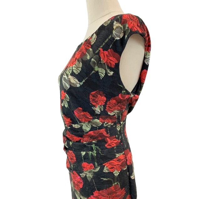 Anthea Crawford Rose Print Lace-effect Dress