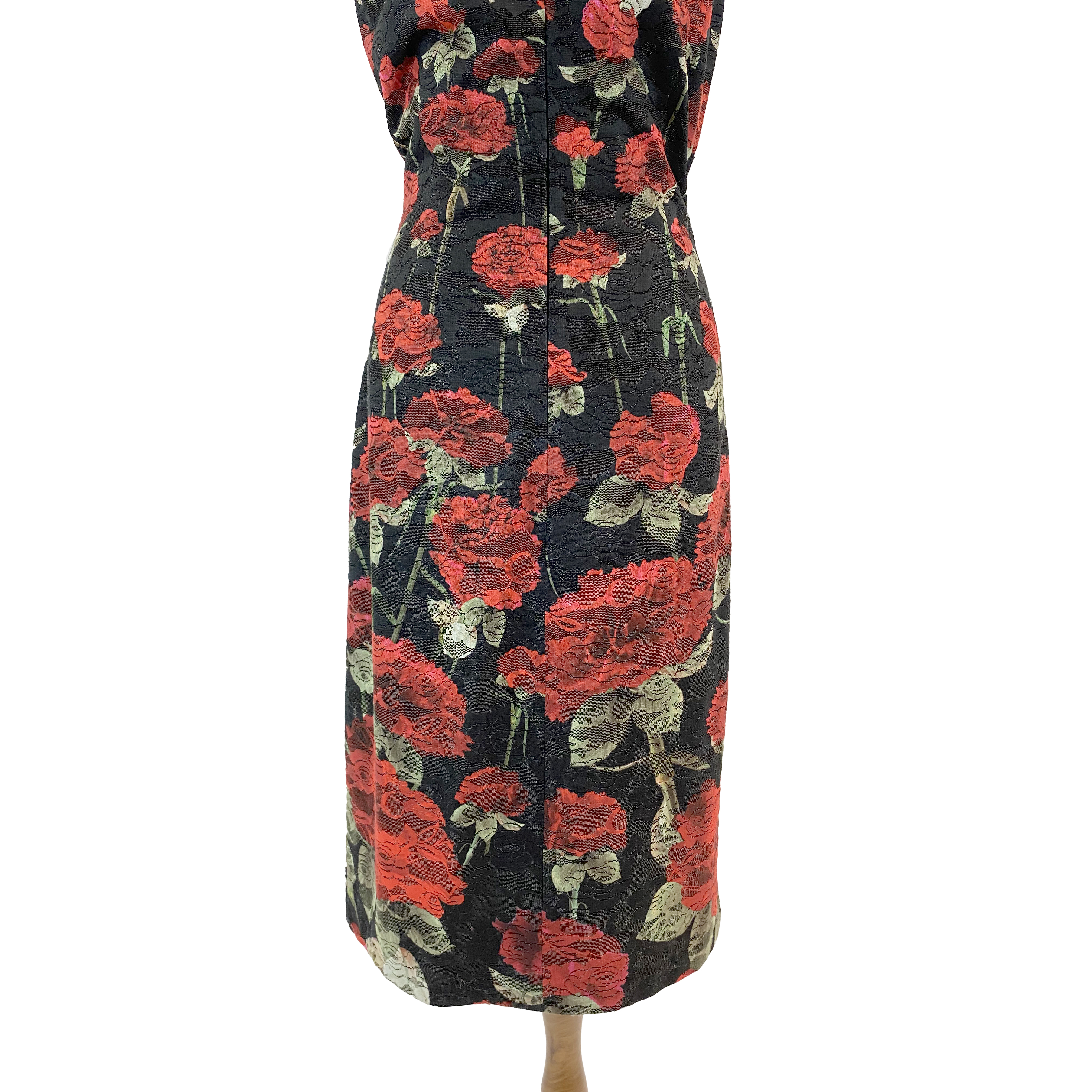 Anthea Crawford Rose Print Lace-effect Dress