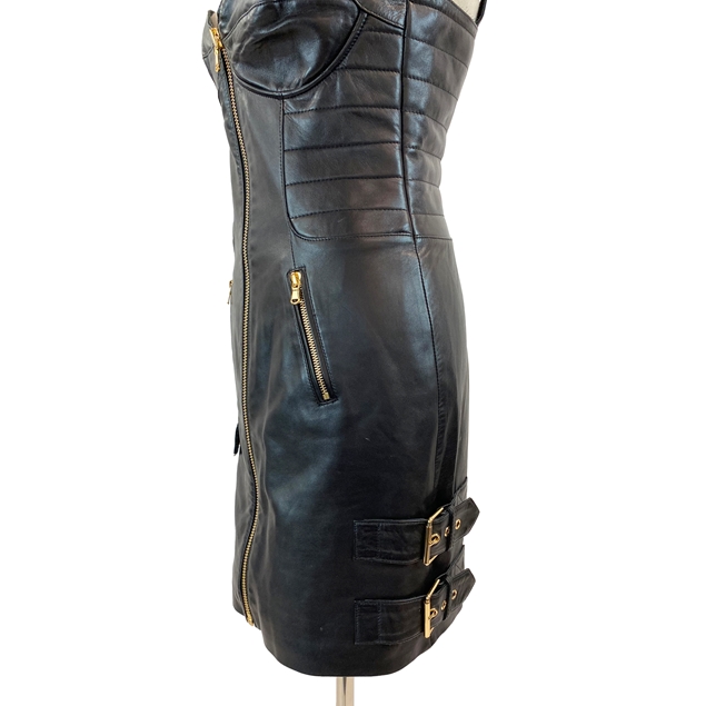 H&Moschino Zip-up Black Leather Dress