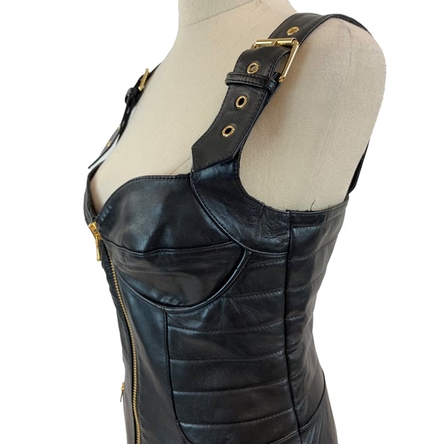 H&Moschino Zip-up Black Leather Dress