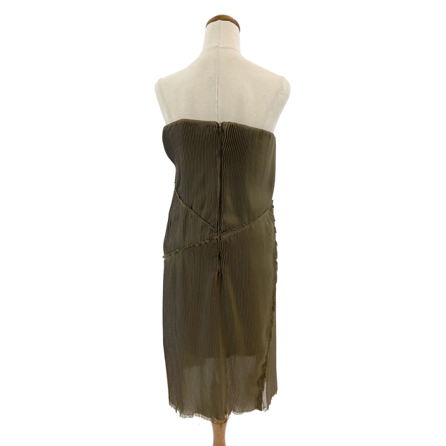 Acne Studios Khaki Green Pleated Strapless Dress