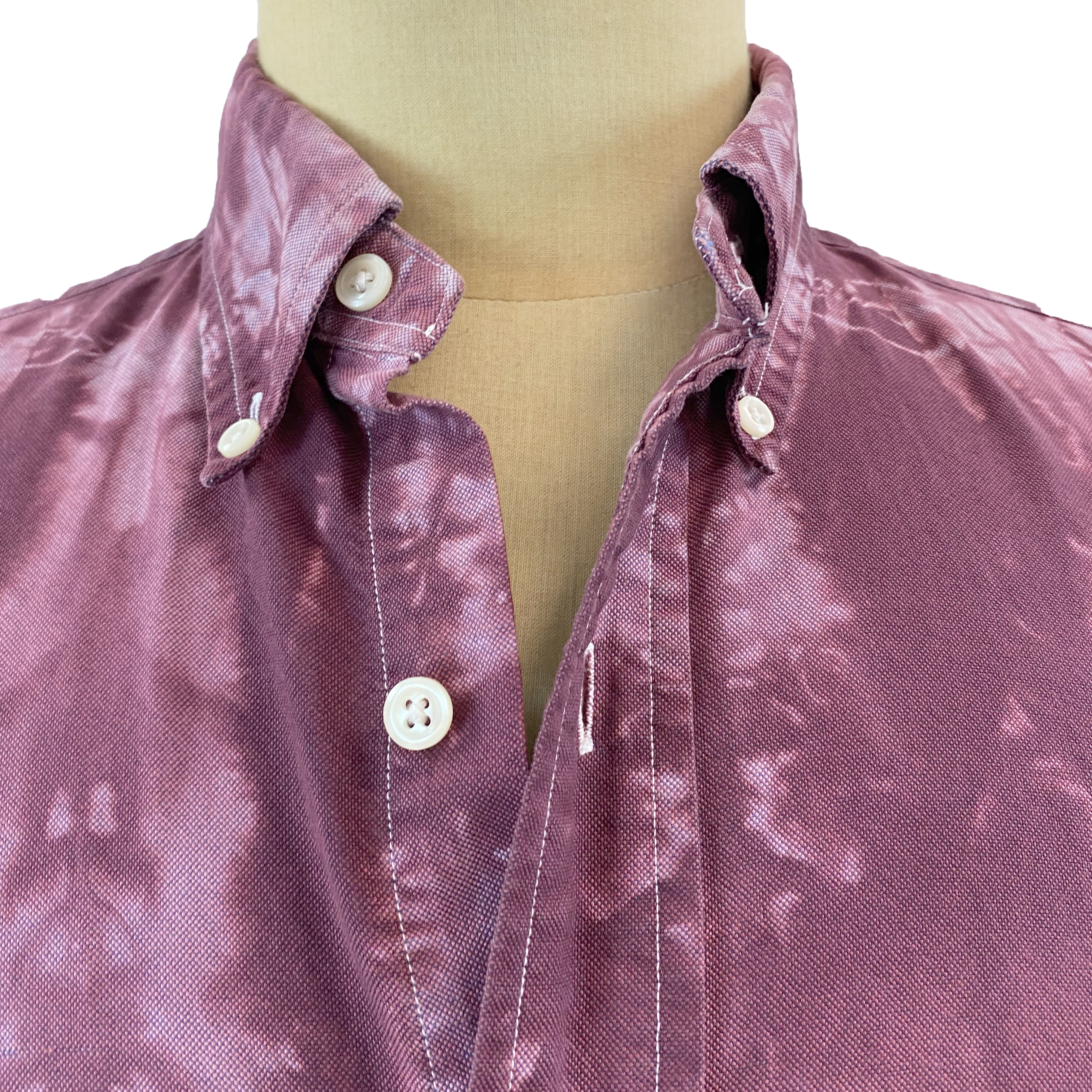 Ralph Lauren Tie-Dyed Effect Maroon Short-Sleeved Shirt