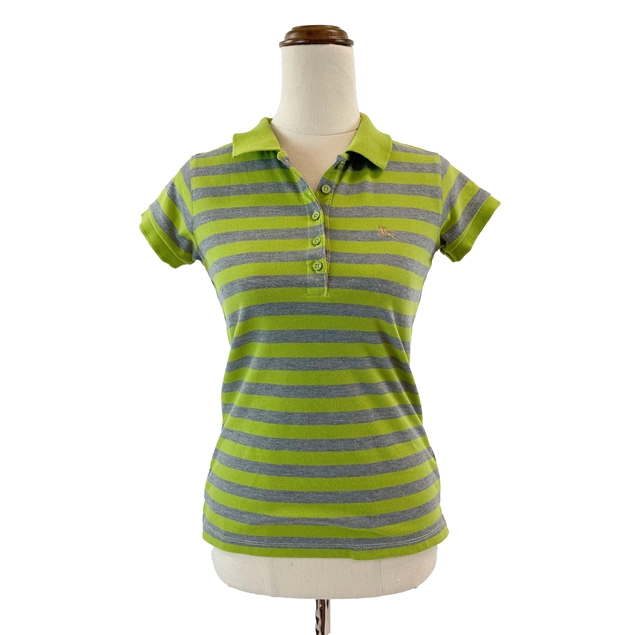Burberry Striped Green & Grey Polo T-shirt