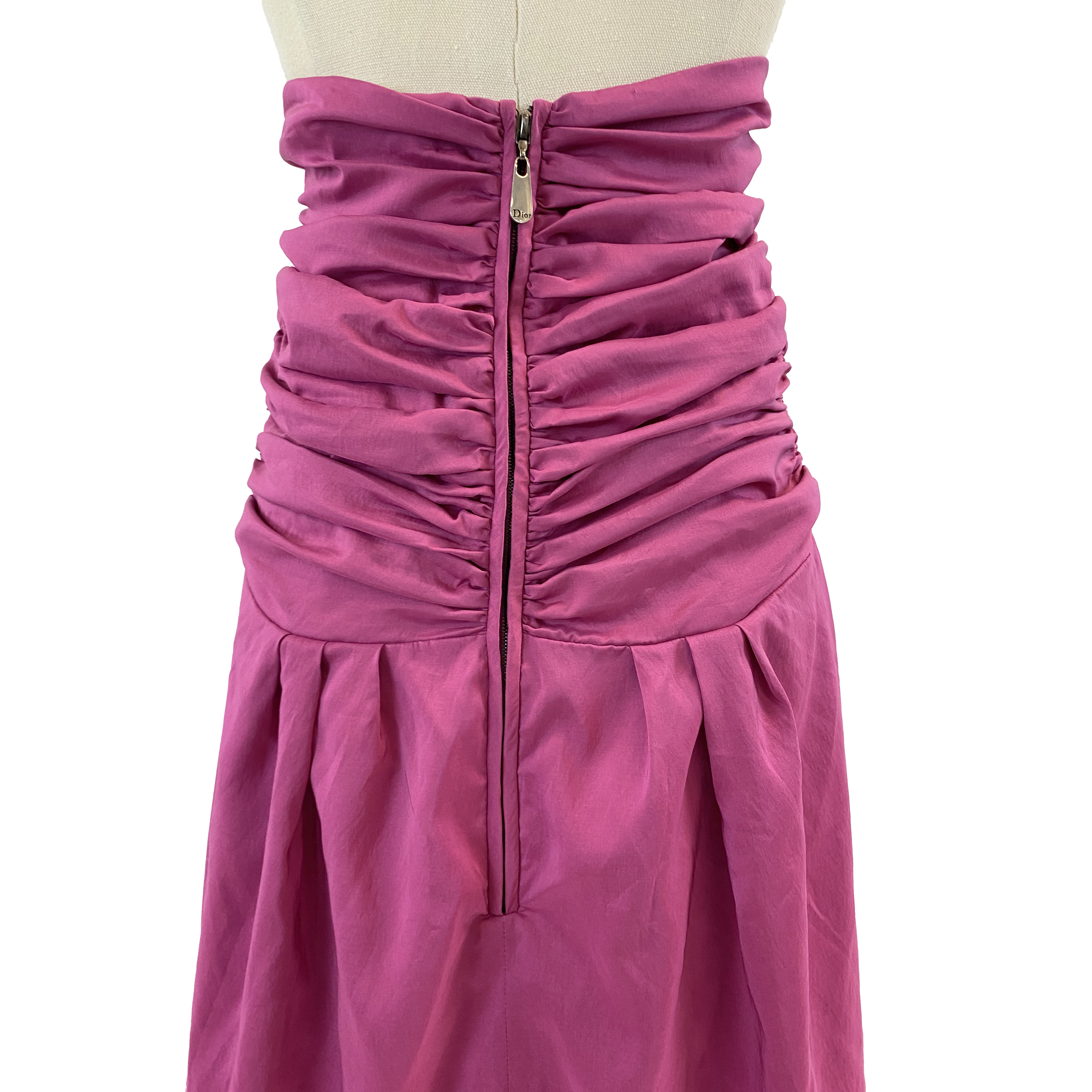 Christian Dior Pink Silk Halterneck Rouched Dress