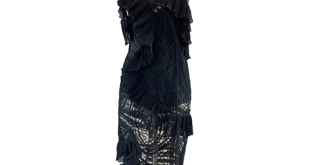 alice mccall black and white dress Alice McCall Black Mesh Floral Embroidered One Shoulder Dress - BOPF