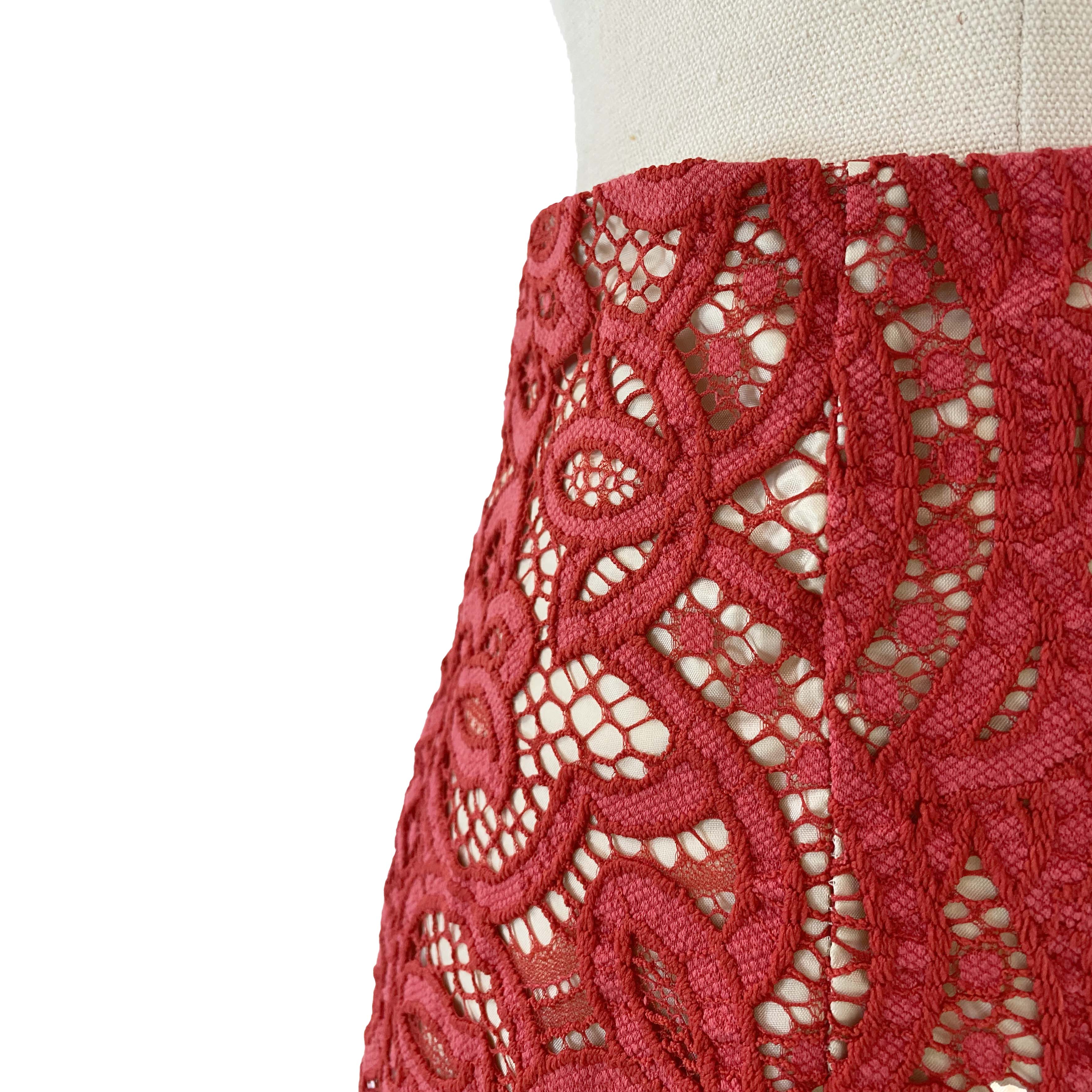LOVER Red Pencil Lace Skirt
