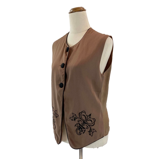 JAG Brown Embroidered Tie-back Vest