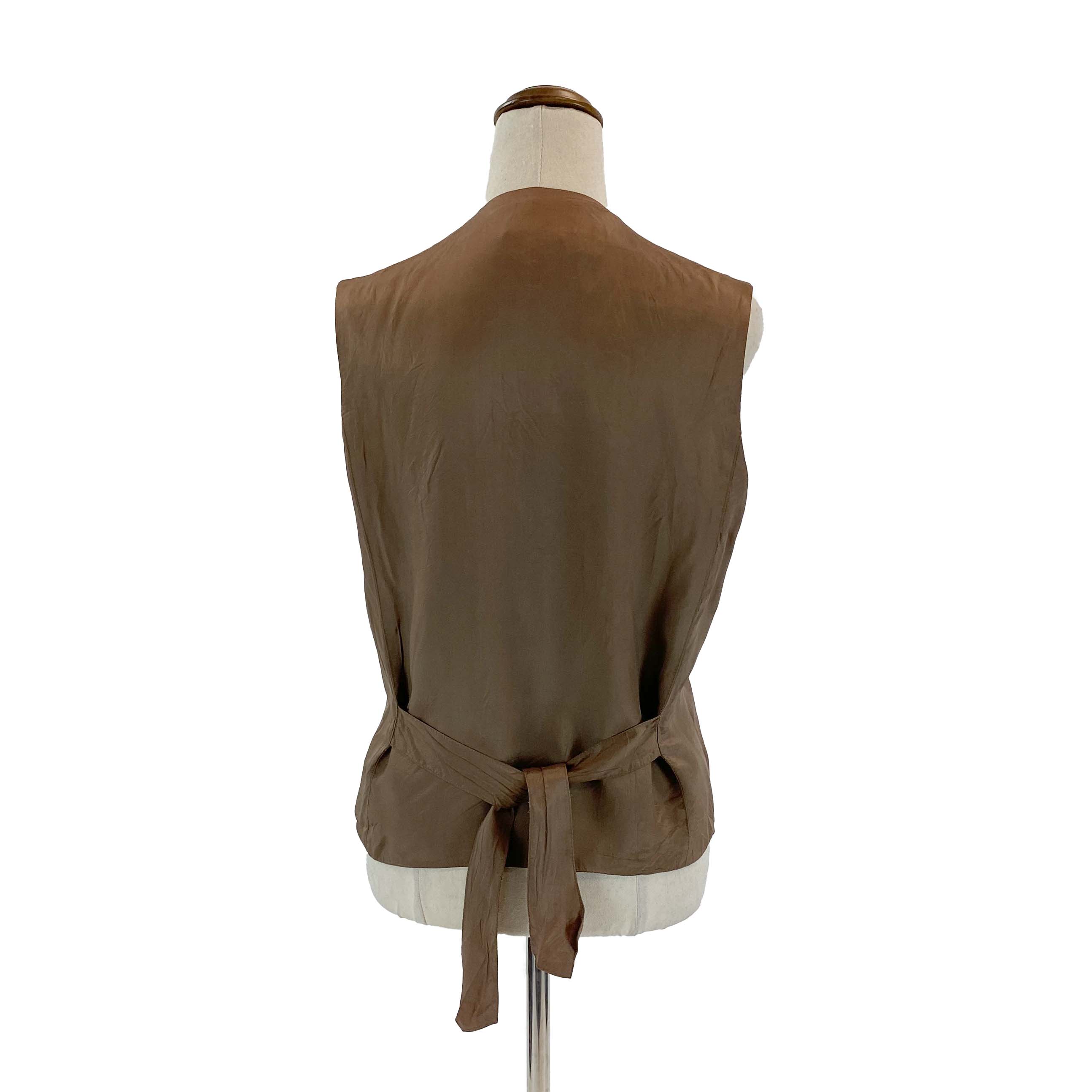 JAG Brown Embroidered Tie-back Vest