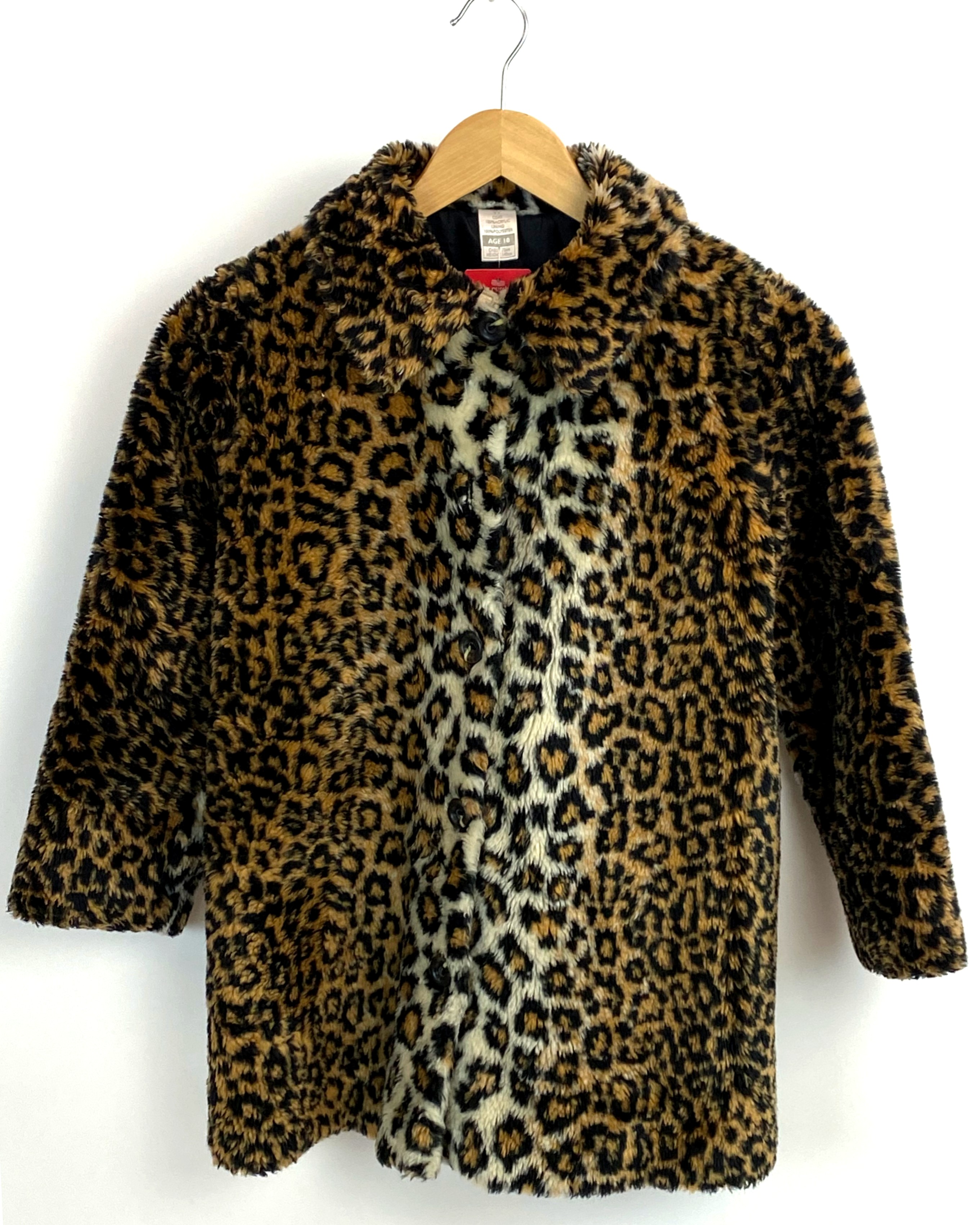 Kids vintage style faux fur leopard print coat